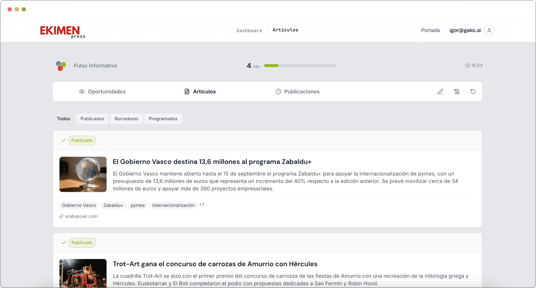 Visualización y enriquecimiento de noticias